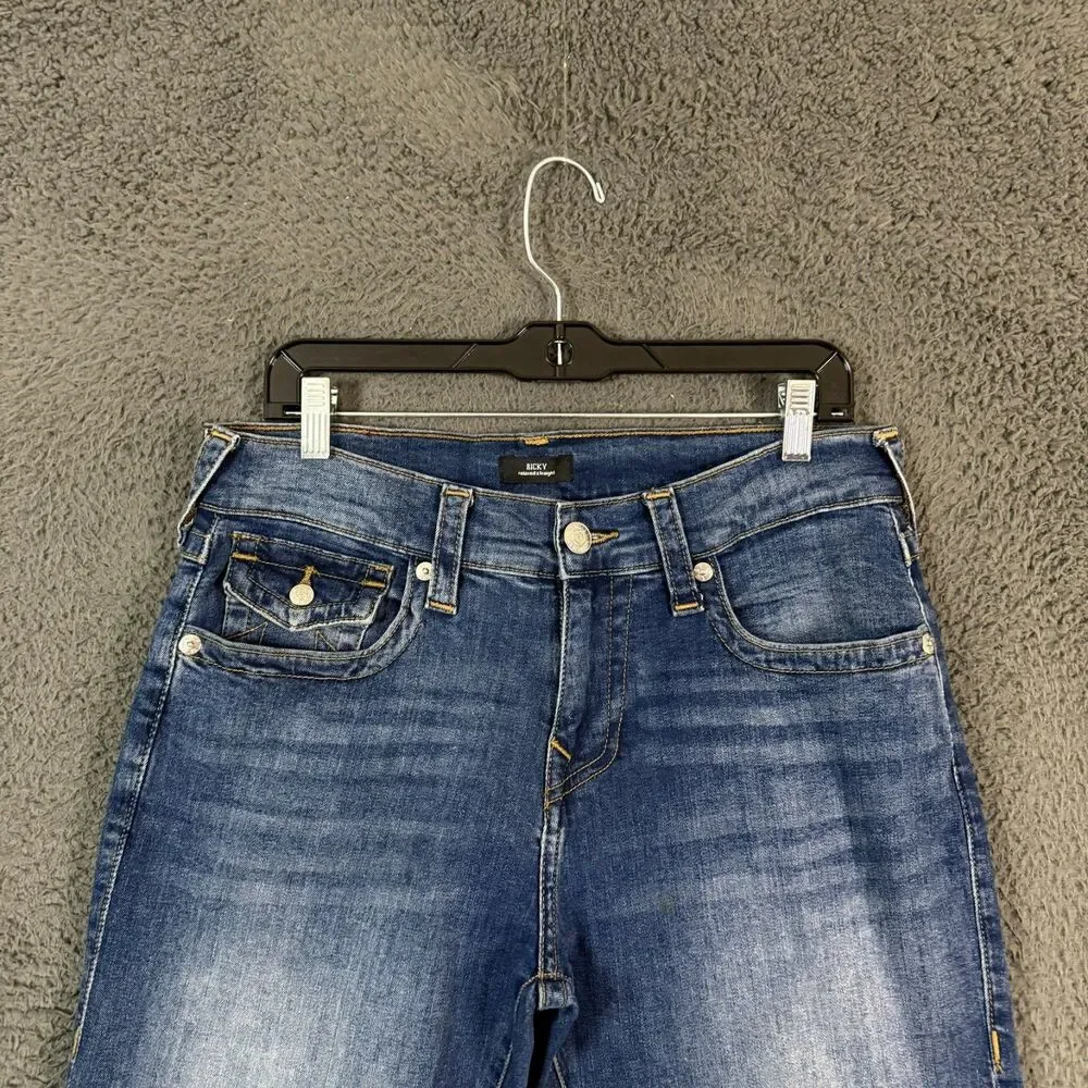 True Religion Jeans Mens 32x34 Blue Ricky Relaxed Straight Fit Dark Wash Denim